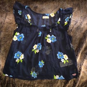 Hollister Floral Blouse with Cute Bow